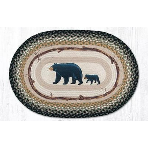 by Earth Rugs MAMA & BABY BEAR 100% Natural Braided Jute Runner 13" x 36" Oval 